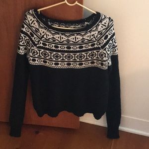 Black and White Scoop Neck Sweater